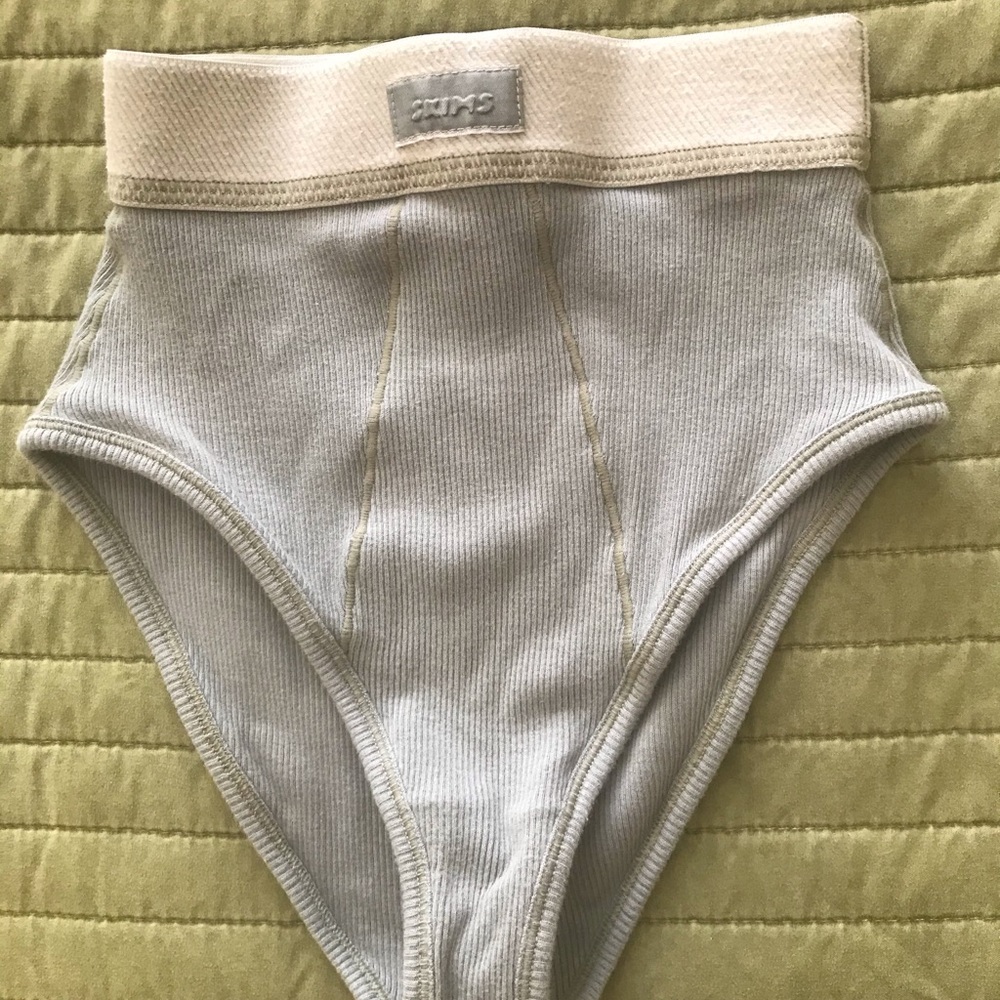 SKIMS Cotton Rib Briefs Mineral Color XXS